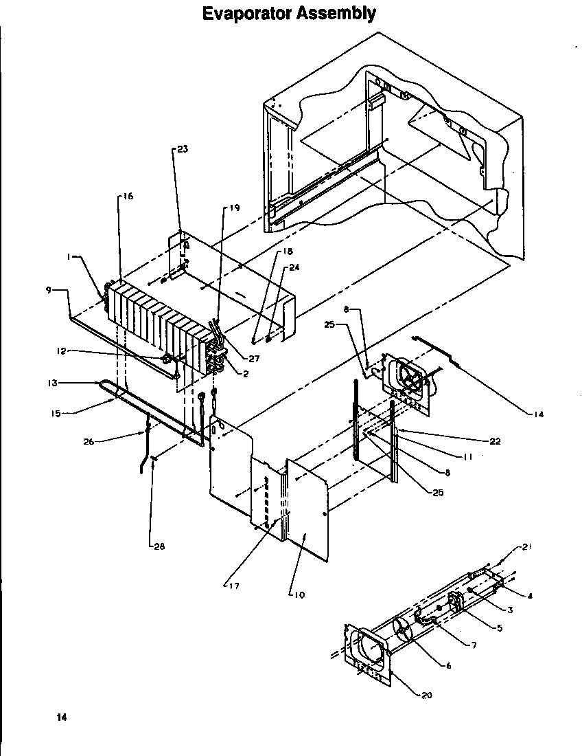 Amana TG18S3W-P1194601WW evaporator assembly diagram