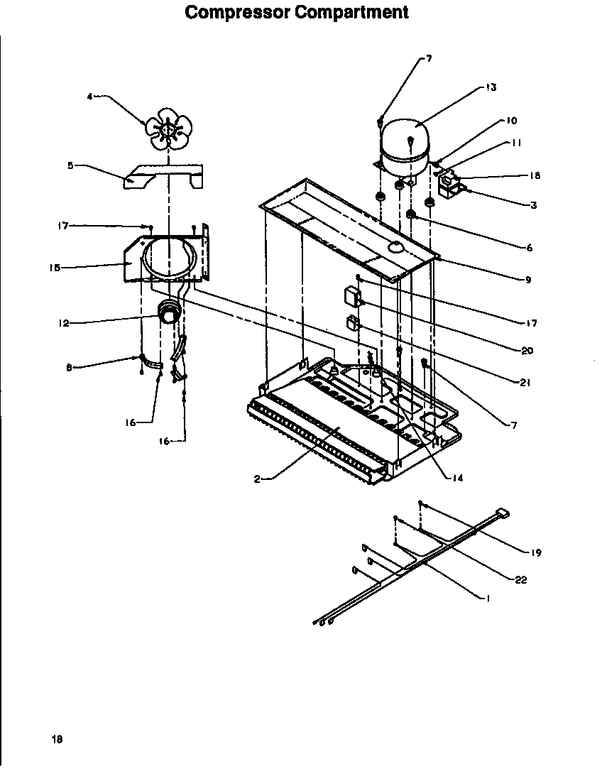 Amana TG18S3W-P1194601WW compressor compartment diagram