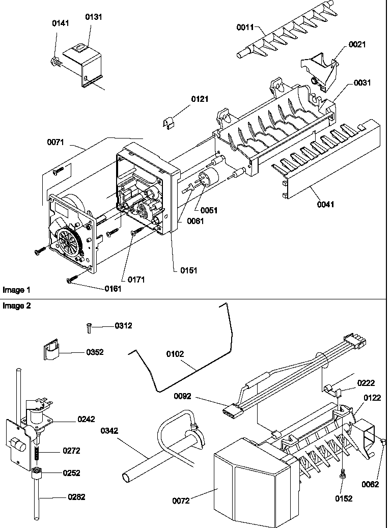 Amana BBI20TE-P1199101WE ice maker assembly and parts diagram