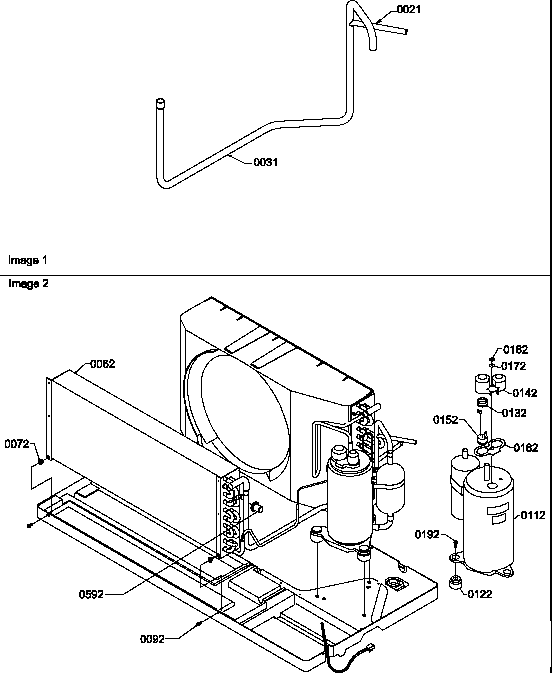 Amana PTC125A30CA/P1202332R compressor & tubing diagram