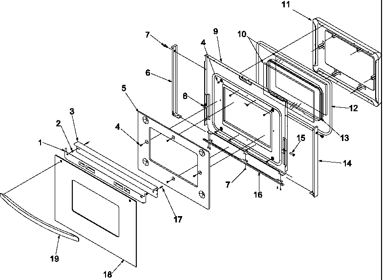 Amana ARTSC8650E-P1130650NE oven door diagram