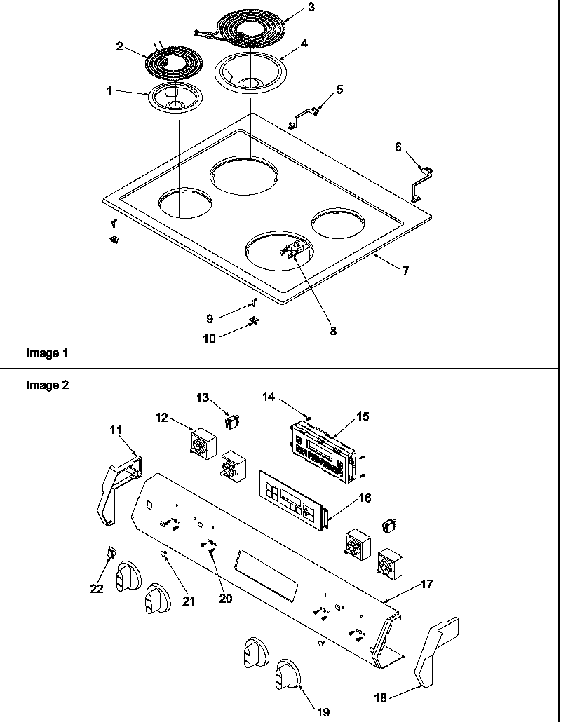 Amana ZRRS6550E/P1130652NE main top and control panel diagram