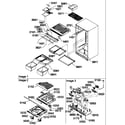 Amana TA18TL-P1304501WL interior cabinet and drain block assembly diagram
