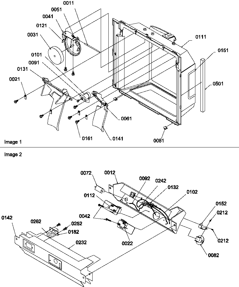 Amana SRDE327S3W-P1307103WW ice & water cavity and electronic bracket assy diagram