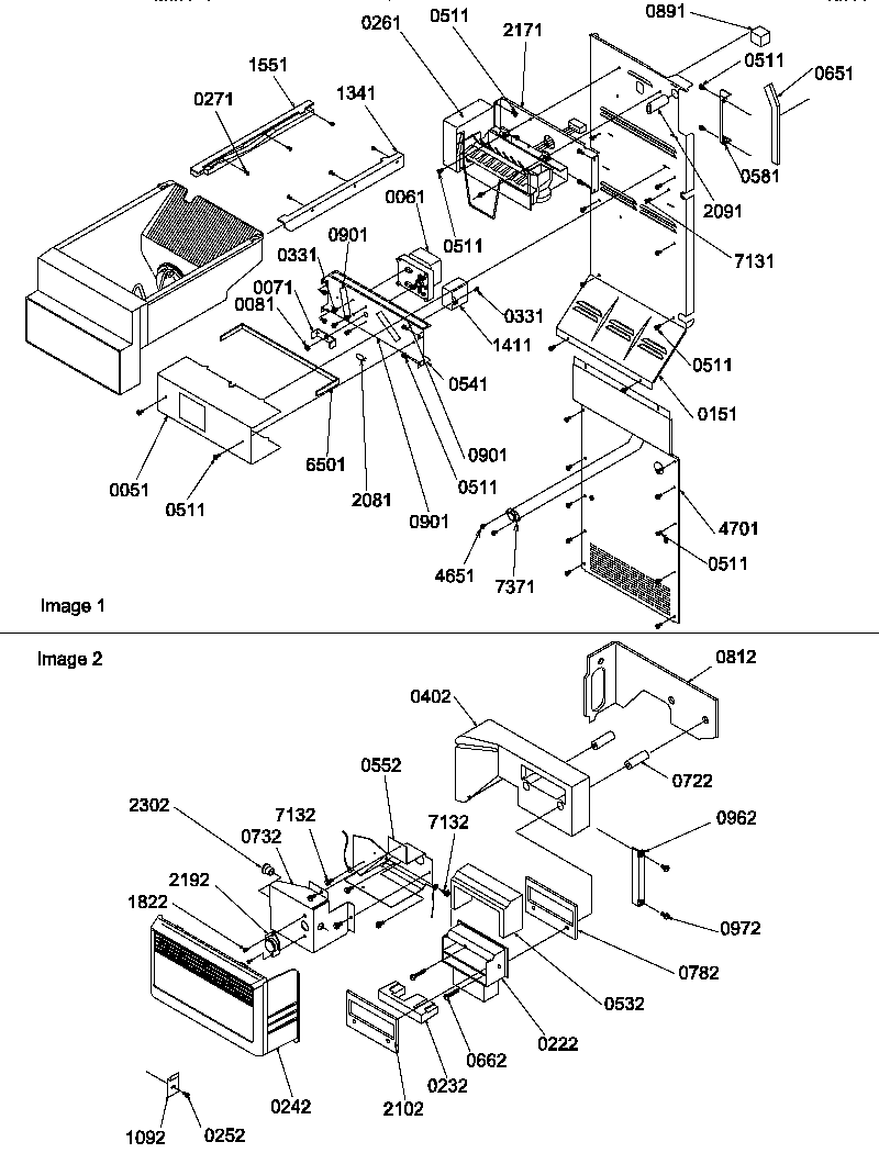 Amana SRDE327S3W-P1307103WW ice maker/control assy diagram