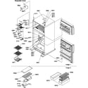 Amana TR25V2W-P1316101WW door hinges and freezer shelf diagram