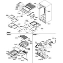 Amana TR25V2W-P1316101WW interior cabinet/drain/block and control assembly diagram