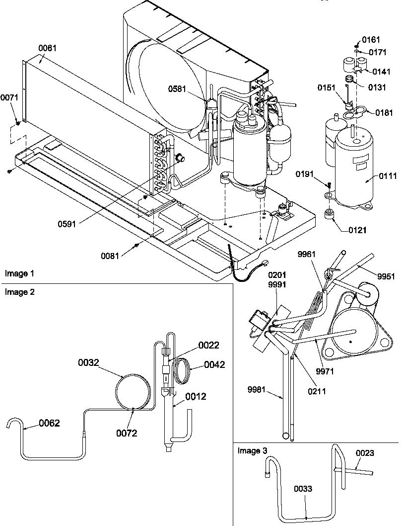 Amana PTH123A50JA/P1217820R compressor/tubing diagram
