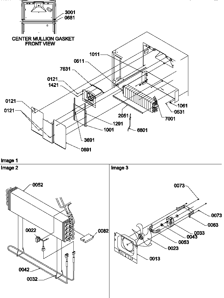 Amana TM18V2W-P1318001WW evaporator and fan motor assemblies diagram