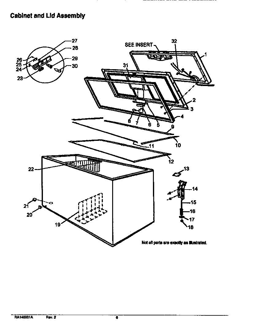 Amana C100DW/P1125103WW cabinet and lid assembly diagram
