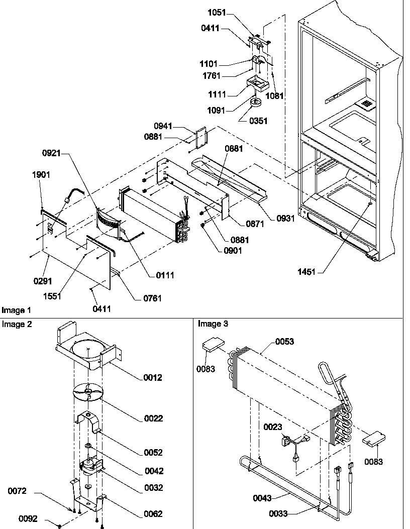 Amana BX20S5L-P1196506WL evaporator & freezer control assemblies diagram