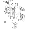 Amana TZI18V2W-P1319002WW door hinges and freezer shelf and accessories diagram