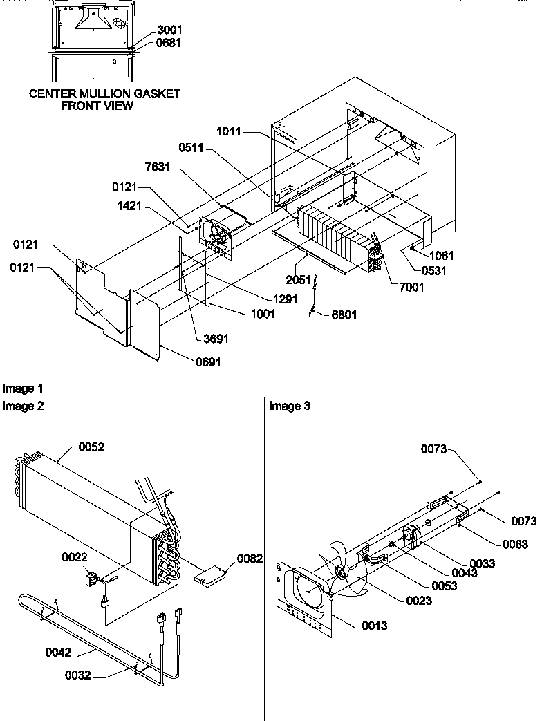 Amana TX19V2W-P1315802WW evaporator and fan motor assemblies diagram
