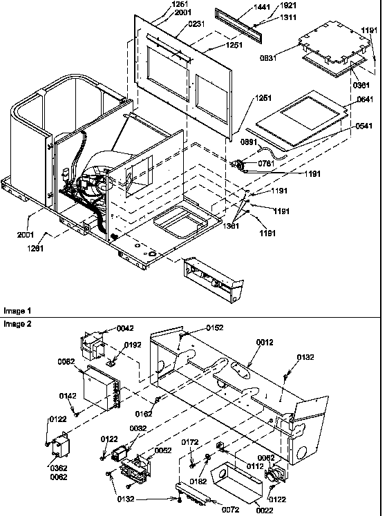 Amana PGB58B1352C/P1183311C back cover/control box diagram