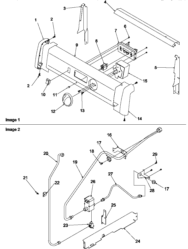 Amana ARG7301WW-P1143333NWW backguard and gas supply diagram