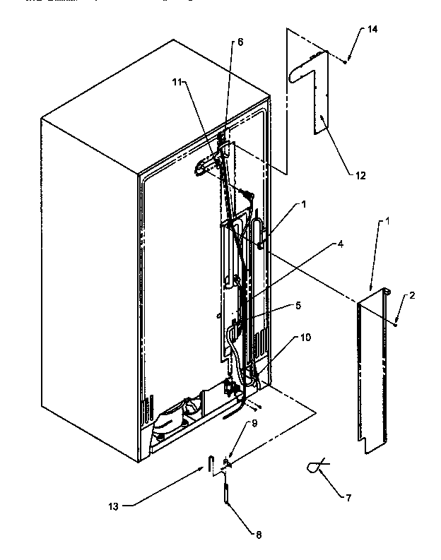 Amana SRI25S2W-P1194001WW back unit diagram