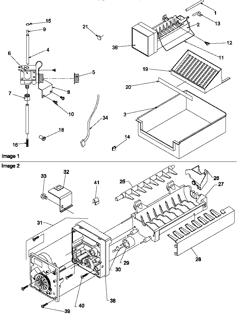 Amana SRI25S2W-P1194001WW ice maker assembly diagram