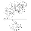 Amana ARTS6650LL/P1130678NLL oven door and storage drawer diagram