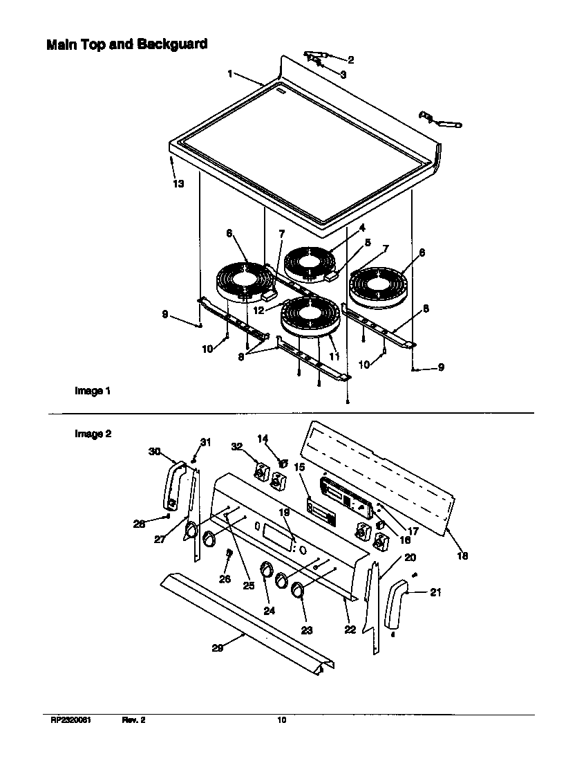 Amana ART6112LL-P1143610NLL main top and backguard diagram