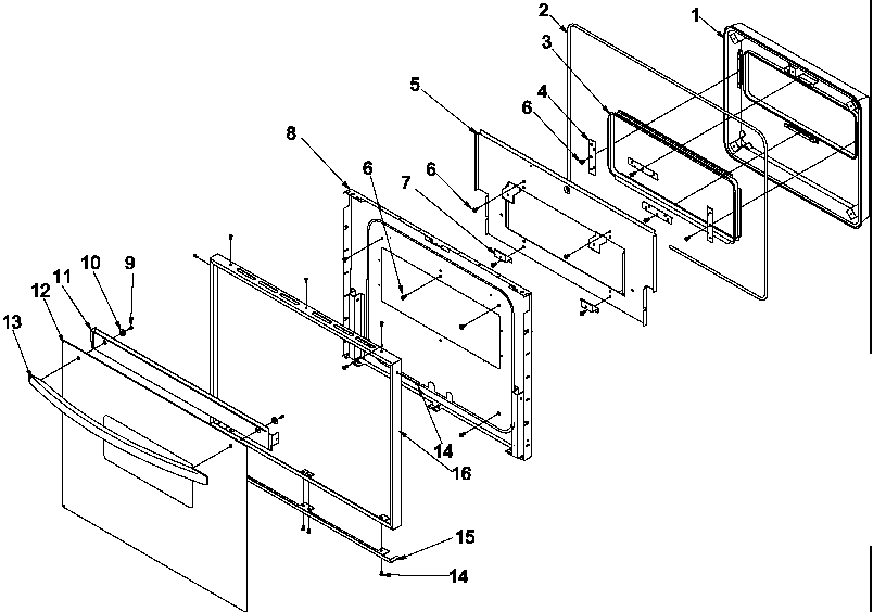Amana AOES2730E-P1132357NE oven door diagram