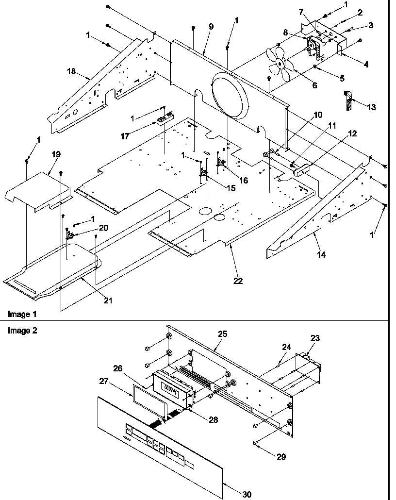 Amana AOCS2740WW-P1132358NWW control compartment and control panel diagram