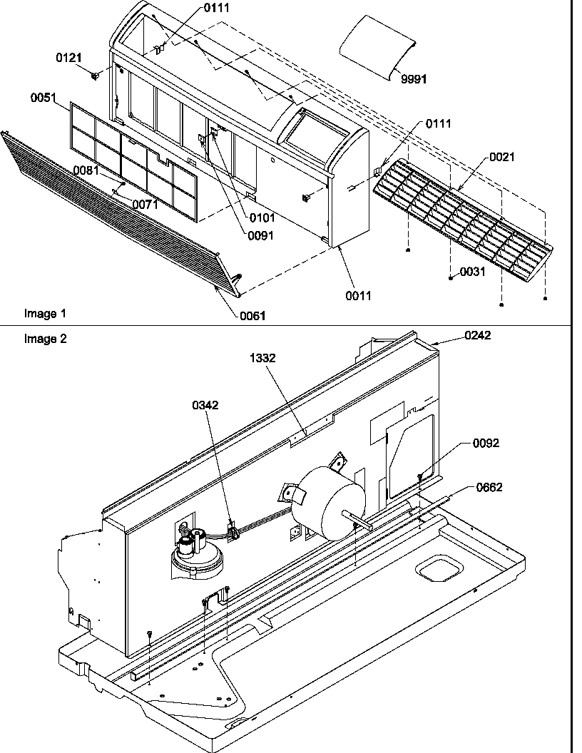 Amana PTC093A00AB/P1225101R front/chassis diagram