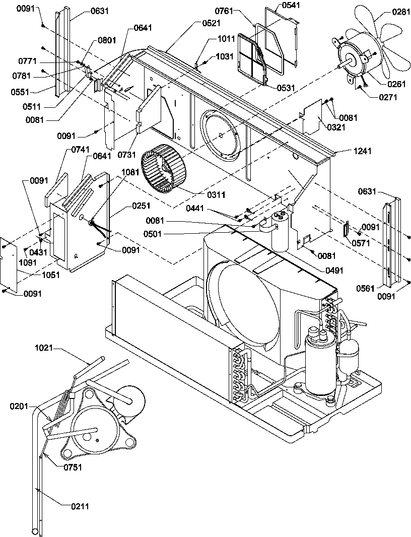 Amana PTC093A00AB/P1225101R chassis/compressor tubing diagram