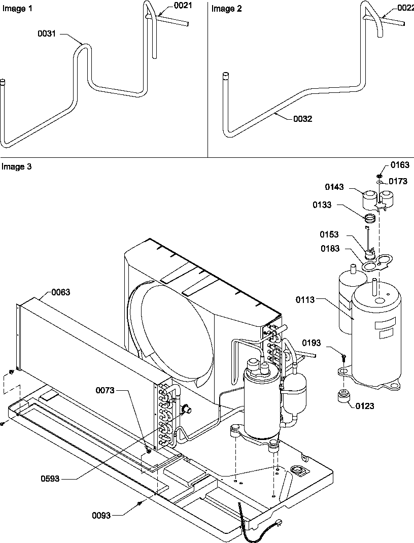 Amana PTC074A25AB/P1225142R compressor & tubing diagram