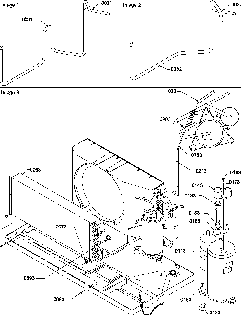 Amana PTC094A00FB/P1225413R compressor & tubing diagram
