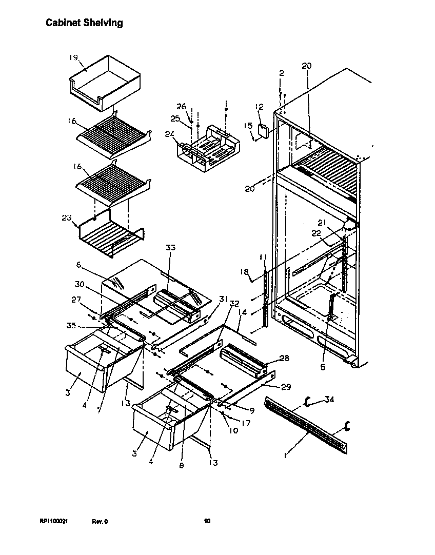 Amana TRI22S4L-P1196303WL cabinet shelving diagram