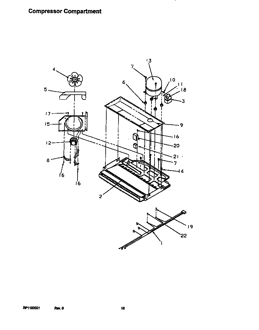 Amana TRI22S4L-P1196303WL compressor compartment diagram