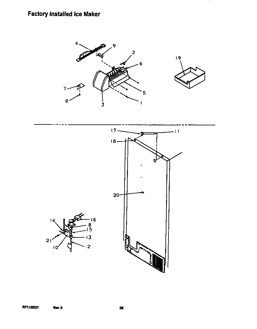 Amana TRI22S4L-P1196303WL factory installed ice maker diagram