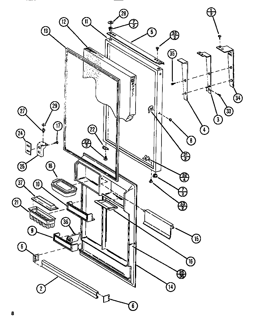 Amana TLI20N-P1106222W freezer door (tl18n/p1106211w) (tl18n/p1106212w) (tli18n/p1106220w) (tli18n/p1106221w) diagram