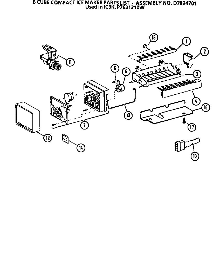 Amana TLI20N-P1106222W 8 cube compact ice maker diagram