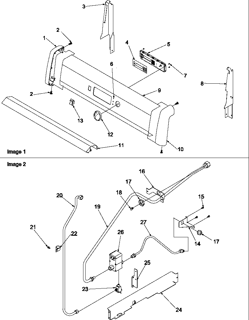 Amana ARG7102W-P1143338NW backguard and gas supply diagram