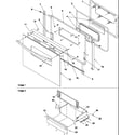 Amana ARG7102L-P1143341NL oven door and storage drawer diagram