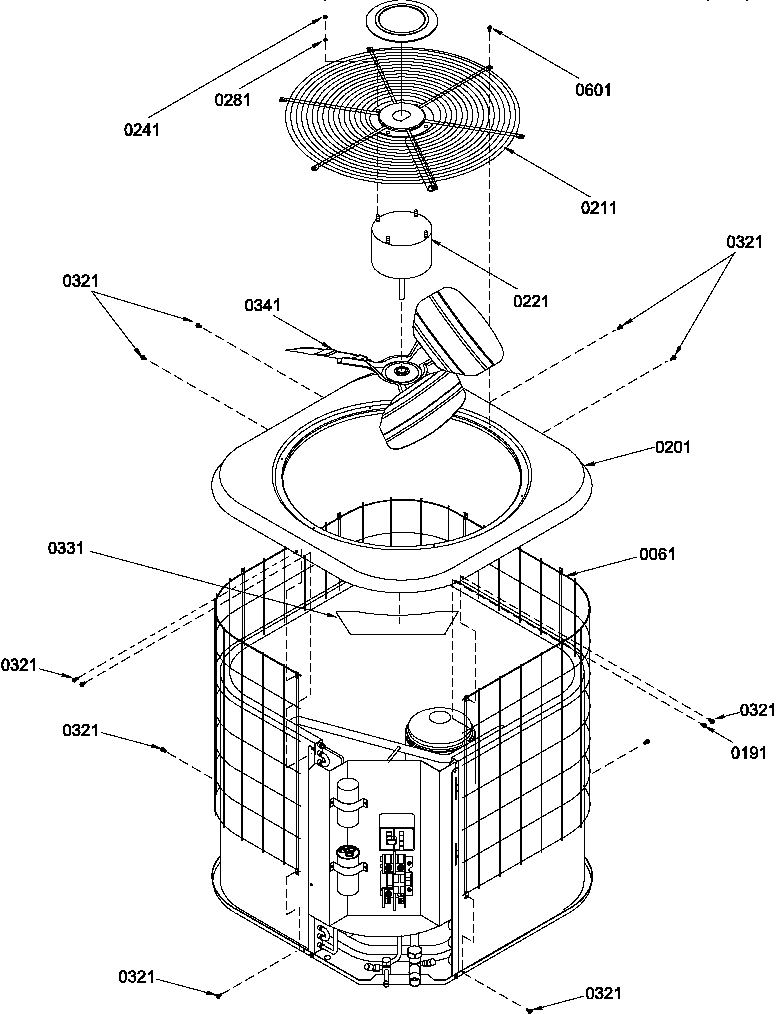 Amana RHA42B2A/P1221505C outer cabinet/fan diagram