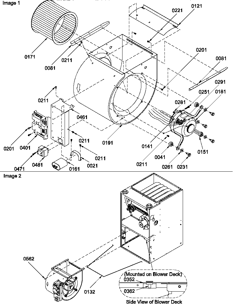 Amana GUCA090AX50/P1227505F blower assembly diagram