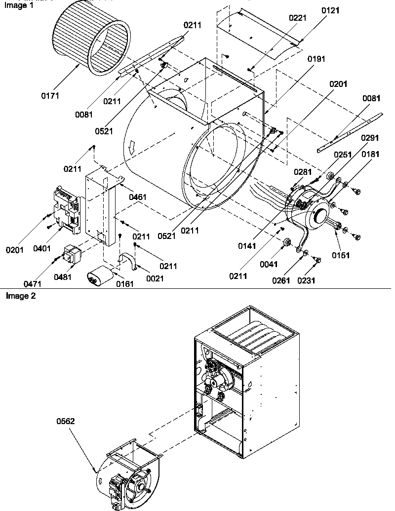 Amana GCCA090AX50/P1219505F blower assembly diagram