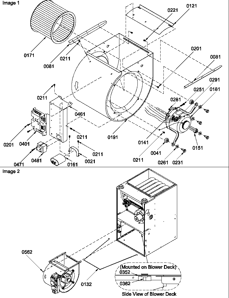 Amana GUCA045AX30/P1219301F blower assembly diagram