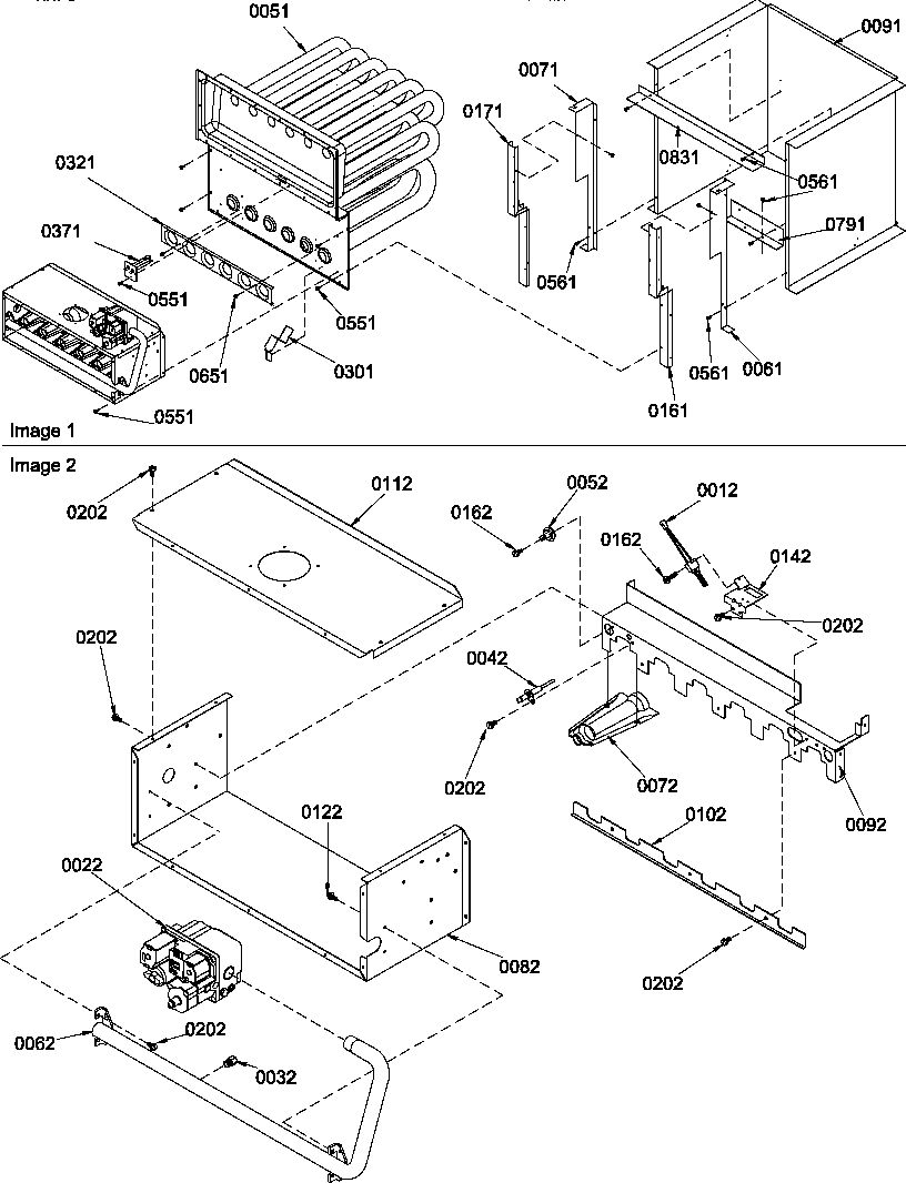 Amana GUIV090DX50/P1227405F partition tube/collector box/manifold diagram