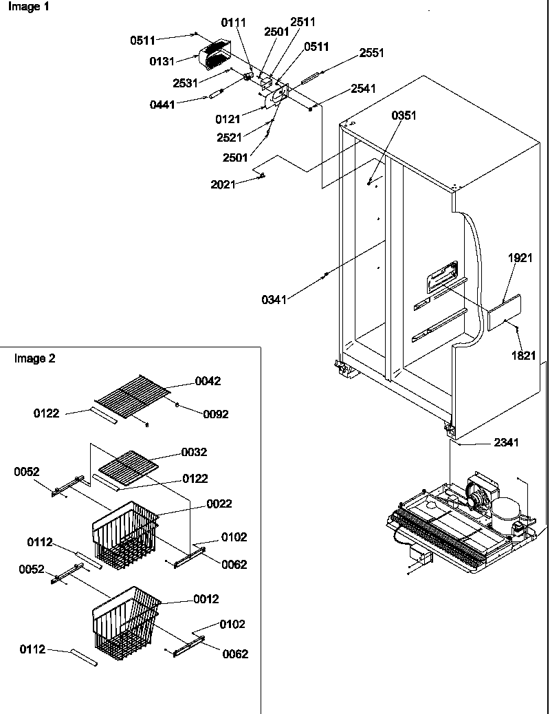 Amana SRDE528VW-P1320403WW freezer shelves and lights diagram
