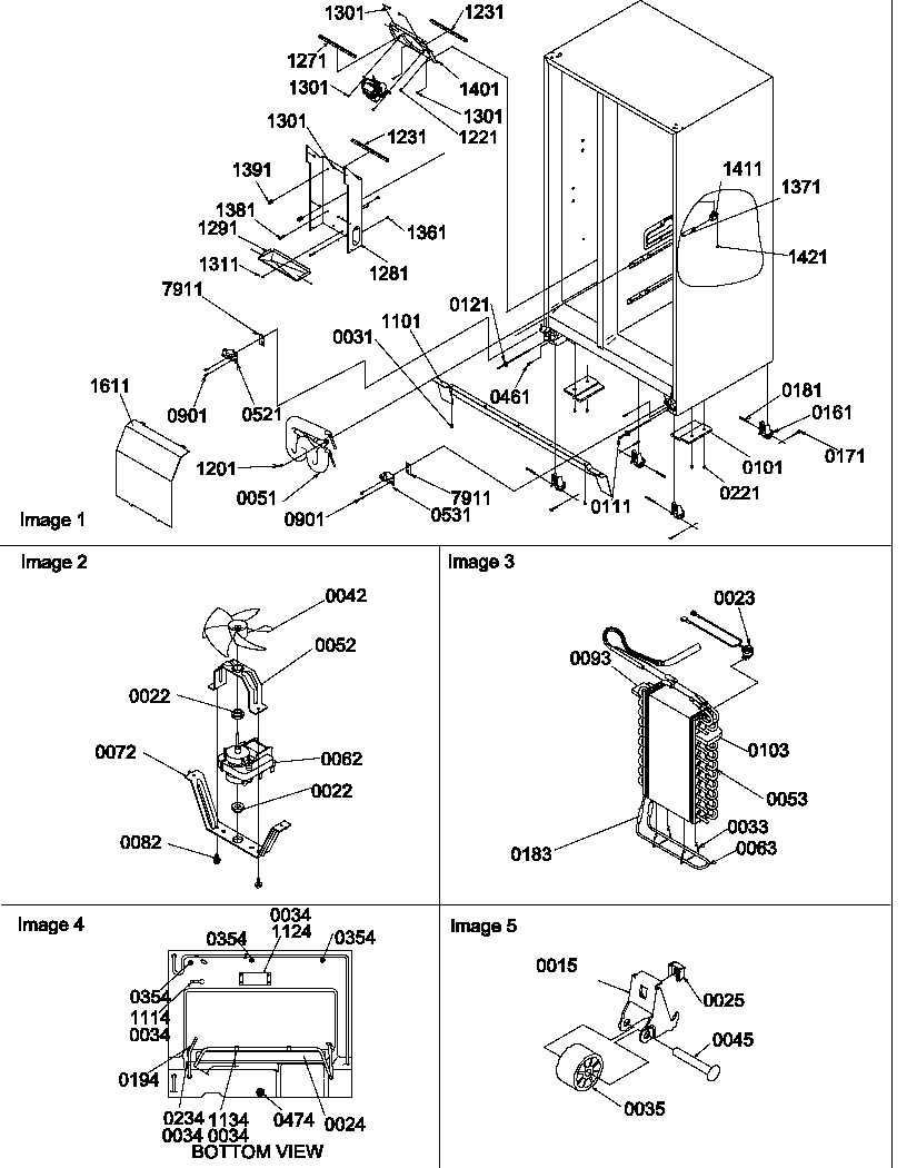 Amana SRDE528VW-P1320403WW drain systems, rollers, and evaporator assy diagram