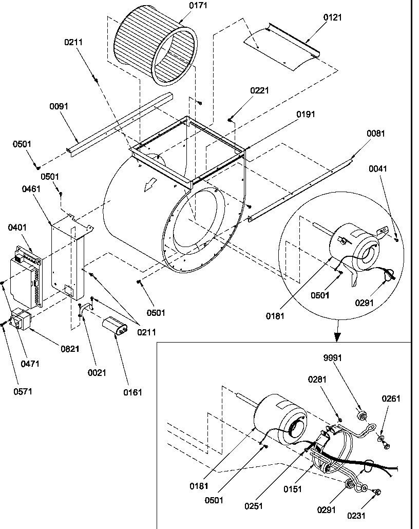 Amana GCIC090DX30/P1226804F blower assembly & integrated control diagram