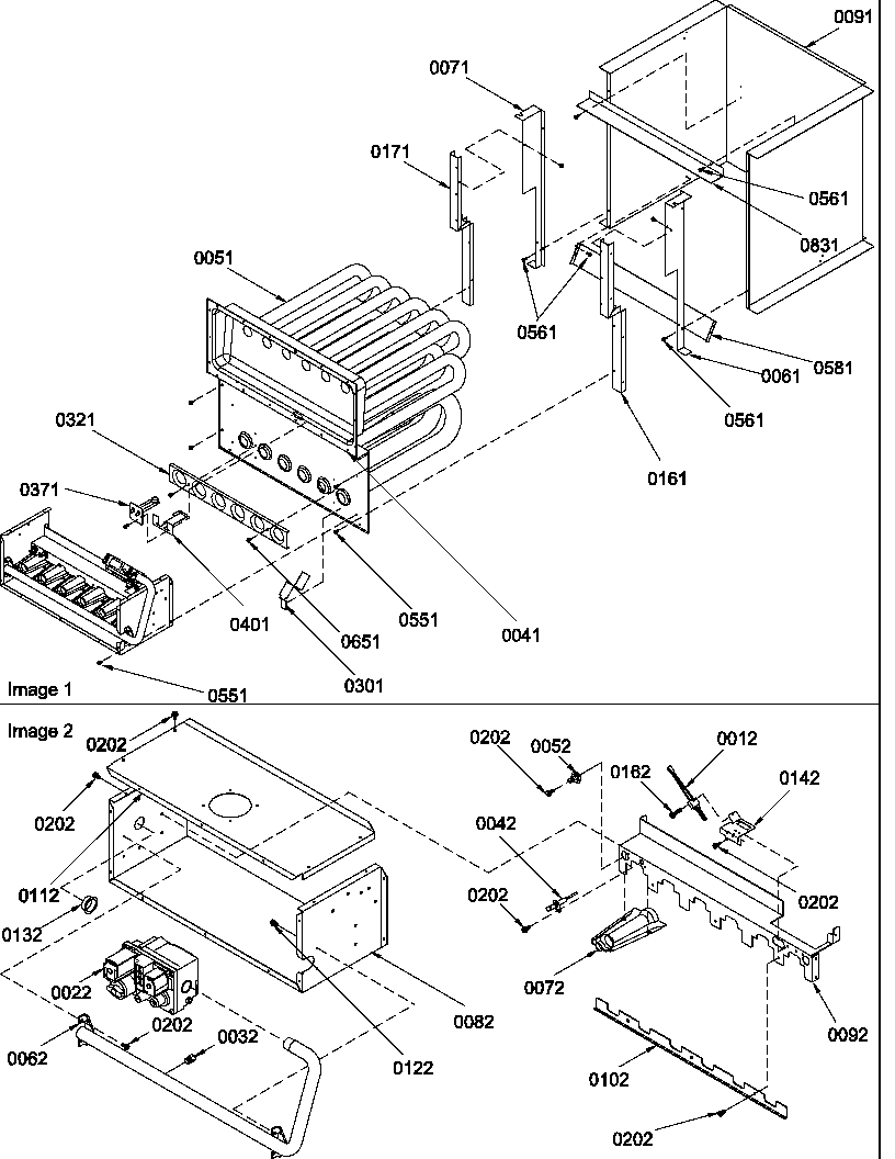Amana GUID090DX50/P1227005F partition tube/collector box/manifold diagram
