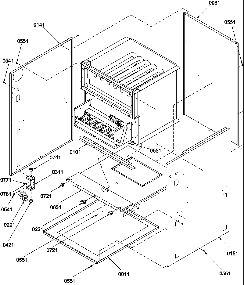 Amana GUID090DX50/P1227005F outer cabinet diagram