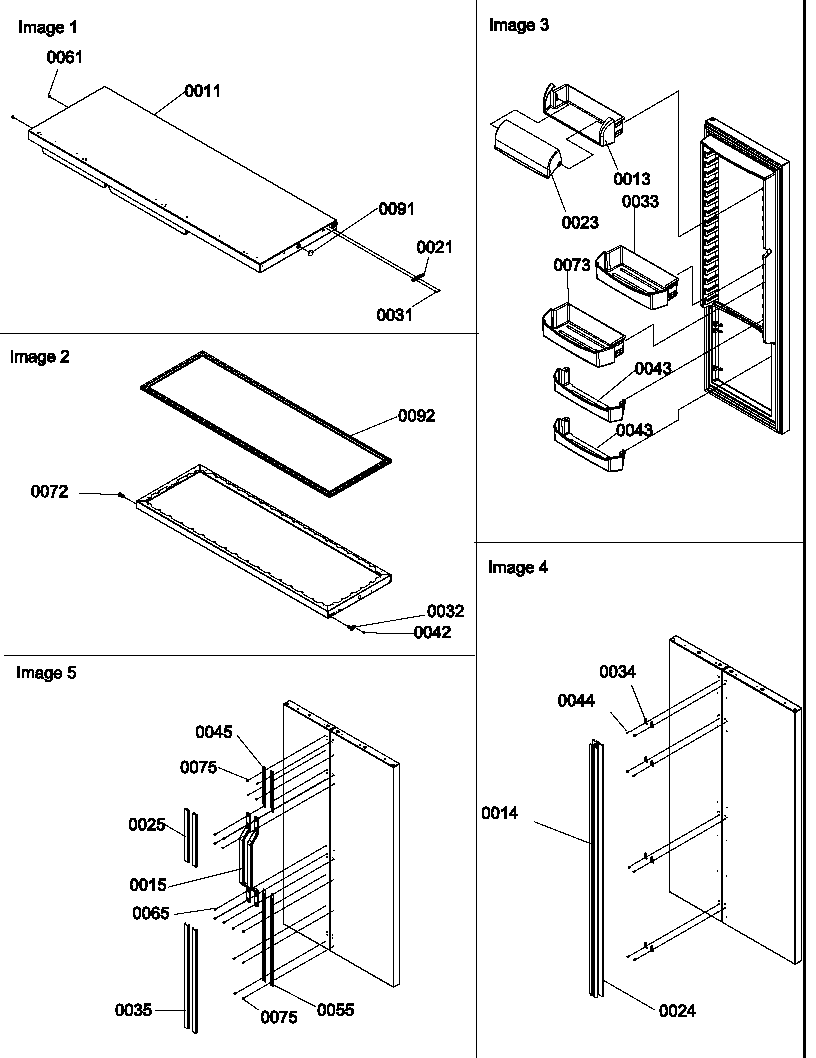 Amana SRD528VW-P1320402WW refrigrator door, door trim and handles diagram