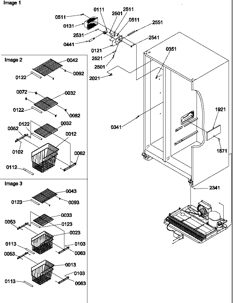Amana SRD528VW-P1320402WW freezer shelves and lights diagram