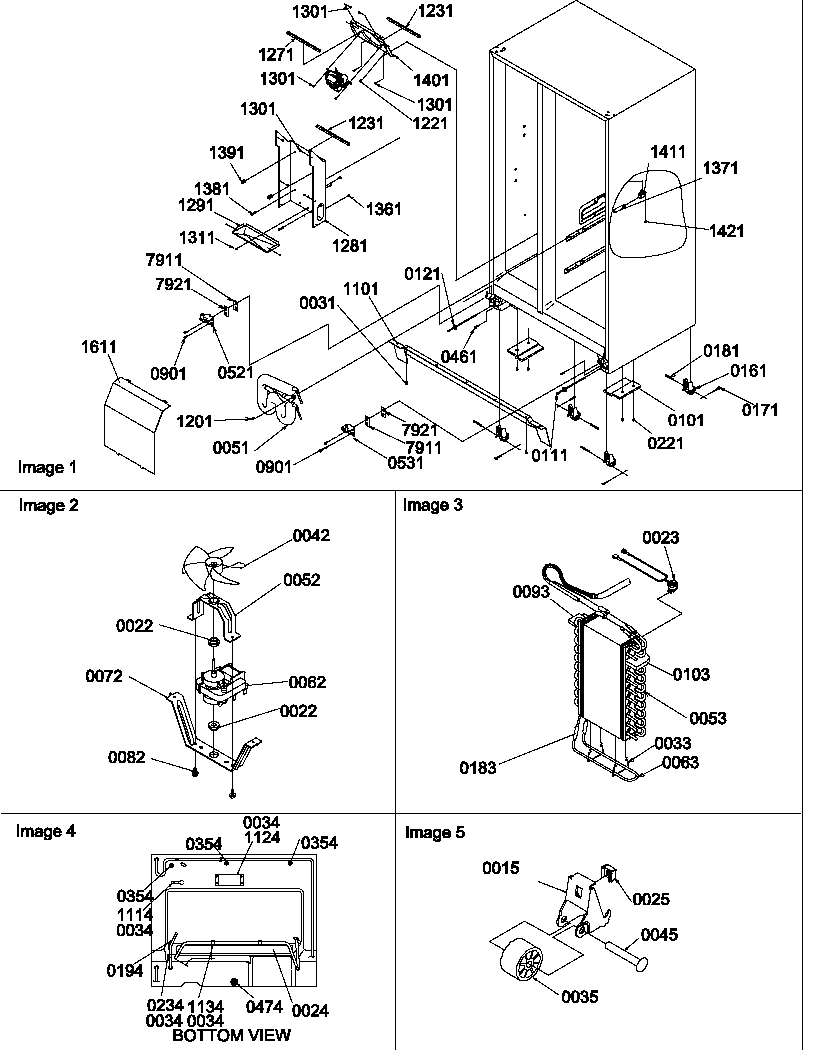 Amana SRD528VW-P1320402WW drain systems, rollers, and evaporator assy diagram