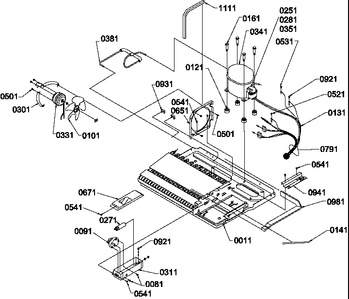 Amana SBD522VE-P1320303WE machine compartment and muffler assembly diagram